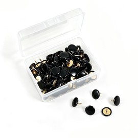 100 Pcs Black Drawing Pins Black Pins Round Head Metal Thumbtacks with Box