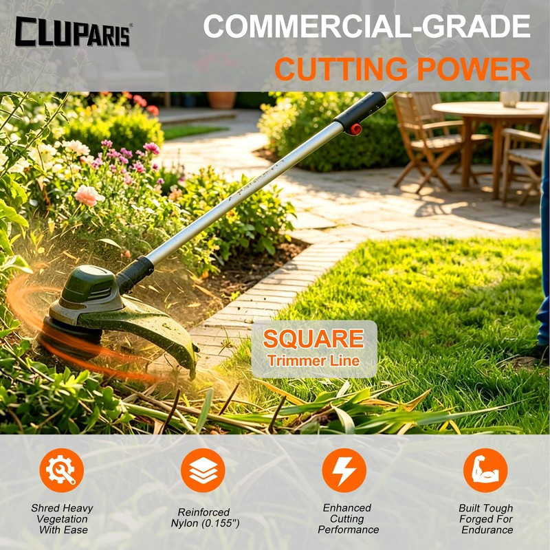 Cluparis 3-Pound Heavy Duty Square Trimmer Line .155-inch-by-292-ft Commercial String