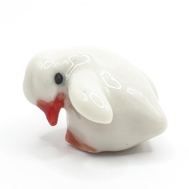 WitnyStore Tiny ½ Inch White Baby Chick Bending Head Figurine - Chicken Hen Chicks Ceramic Figurines Miniature Poultry Farm Animals Decorative Collectible Hand Made Painted Porcelain Gifts Souvenir