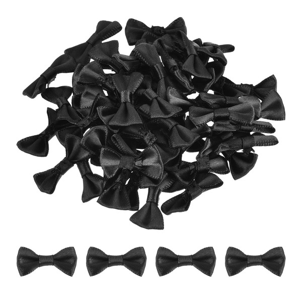 sourcing map 50pcs Black Bow Ties 1.2" x 0.6" Mini