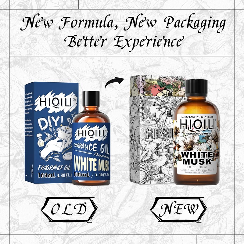 HIQILI White Musk Fragrance Oil, Candle Scents for Candle Making,