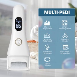 Foot Callus Remover for Feet, Electric Foot Srcubber Callus Remover with 3 Speed, Pedicure Kit Tools Foot File for Dead Skin Dry Crack Skin Calluses, Foot Care Spa Kit Gift for Men Women Senior