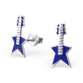ICYROSE 925 Sterling Silver Small Electric guitar Stud Earrings (Nickel Free) 17359 (Blue)
