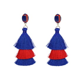 Game Day Tassel Earrings Beaded Football Tassel Drop Earrings Sport Ball Team Earrings Red Black Blue Game Day Team Supports Fan Jewelry-orange blue