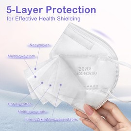 FENFEN KN95 Face Masks Disposable Adults - 50 Pack 5 Layer Protection KN95 Masks Breathable Comfortable Dust Safety Mask Individually Wrapped