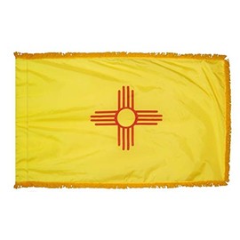 New Mexico State Flag With Pole Hem & Gold Fringe 3 feet x 5 feet.