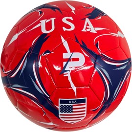 PLAYPRO Country Training Soccer Ball - Elite Edition - for All Ages - Size 2, 3, 4 and 5 (USA - RED, 3)