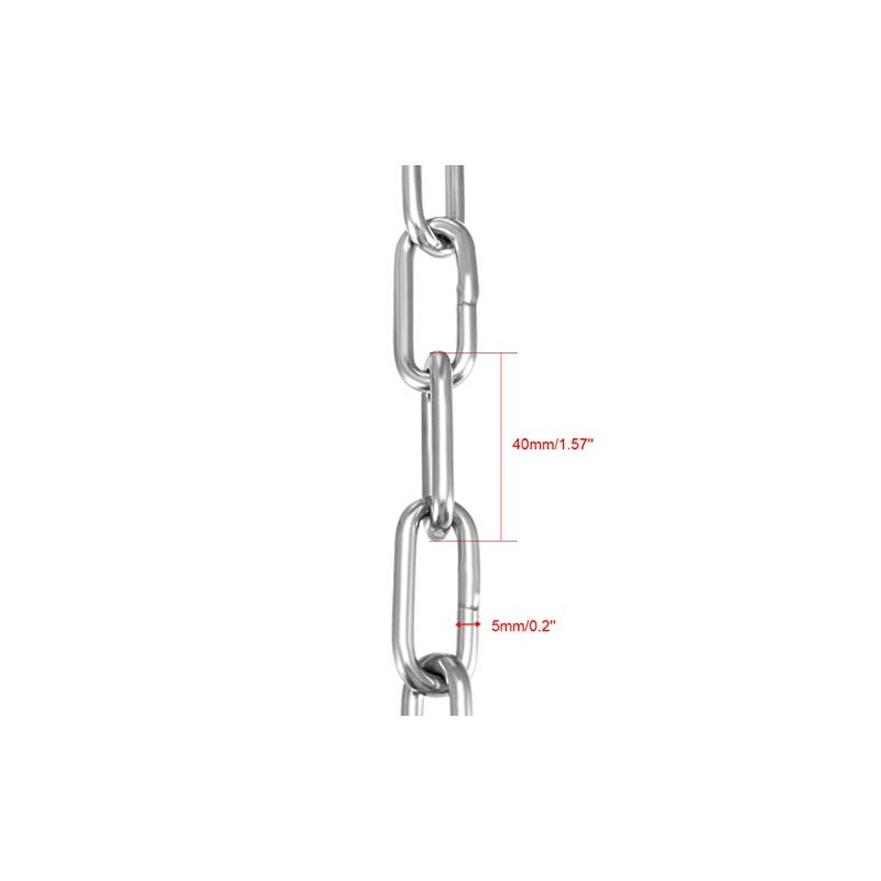 sourcing map Stainless Steel 304 Hardened Proof Coil Chain 1m