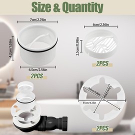 TAIHOBO Pack of 2 Hair Strainer Shower, Diameter 70 mm, Drain Strainer Shower, High-Quality PP Hair Catcher Shower, Compatible with Drain Fitting. 6960, 6963, 6961, 6962, Reusable Strainer Shower