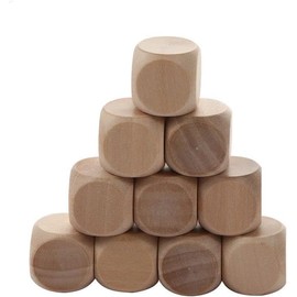 10Pcs Wooden Dice, 6 Sided Blank Dice Round Corner Cube Dice DIY Game Graffiti Dice Crafts Dice Board Game Party Supplies Standard Game Dice Game Accessories (1.8cm)