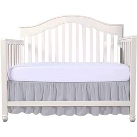 Crib Bed Skirts - Dust Ruffle with Split Corners, 100% Natural Cotton - Nursery Crib-Toddler Bedding Crib Bed Skirt for Baby Boys or Baby Girls, 14" Drop (Light Grey)