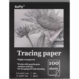 Tracing Paper 8.5x11 inch, 100 Sheets Transparent Vellum Paper for Tracing Pads, 38lb/60gsm Translucent Tracing Paper for Pencil, Marker and Ink，Trace Images, Sketch, Preliminary Drawing, Overlays.