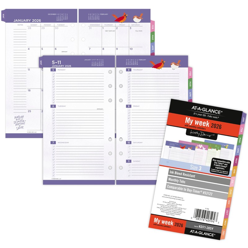 AT-A-GLANCE 2026 Planner Refill, Weekly & Monthly, 3.75" x 6.75",
