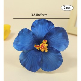 2 Pcs Blue Fovely Flower Hair Clips for Women Plumeria Hibiscus Hair Clip Artificial Flower Clips 3.94 Inch Floral Hair Barrettes for Summer Vacation Beach Party Girls Holiday Gifts
