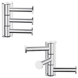 Suyar Towel Hooks for Bathroom, SUS 304 Stainless Steel Robe Hooks with 3 Swivel Arms for Hanging Clothes Key Hat, Wall Coat Holder, Polished Chrome, 2 Pack