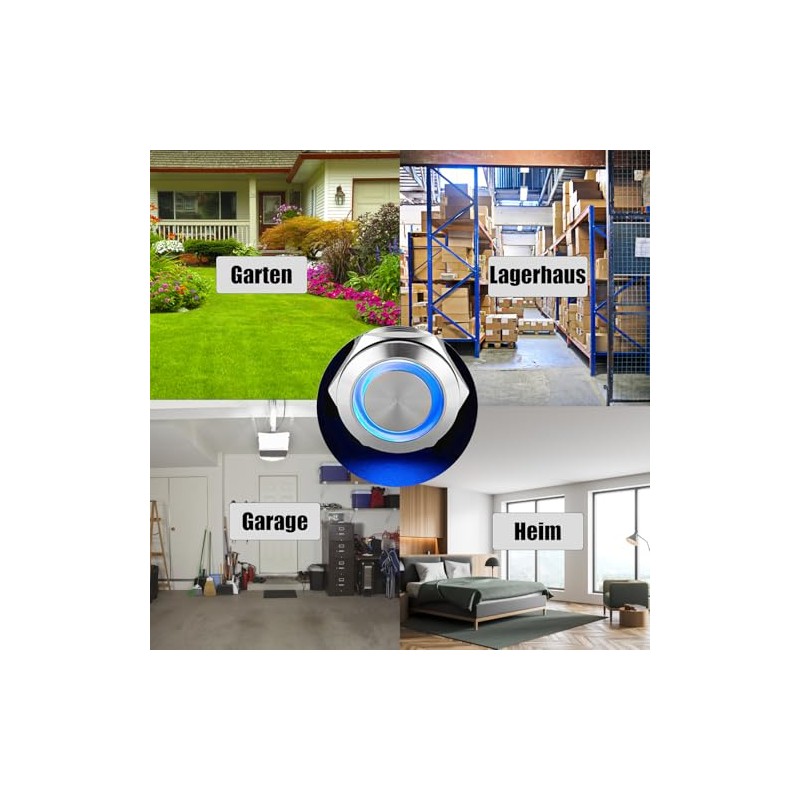 Powice 25 mm Button Waterproof Momentary Switch with Blue LED