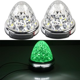 Rikopin Side Marker Lamp with Shoulder Light 12V/24V Clear Lens Bass Marker Track Marker Crystal Lens Diamond Cut (Ice Green)