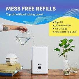 VEVA Humidifiers for Bedroom Large Room 4.5L, Cool Mist Water Vaporizer