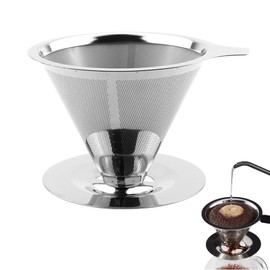 Coffee Filter, Stainless Steel, Permanent Coffee Filter, Reusable Hand Filter, Coffee Filter, Permanent Coffee Filter, No Paper Filter Required, Round Coffee Filter for up to 4 Cups of Coffee