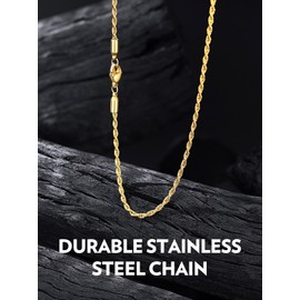 Bandmax 14K Gold Chain Necklaces for Men Rope Twist Chain 30 Inch Cable Rolo Chain for Pendant Charm Stainless Steel Chain Necklaces Mens Jewelry Gift