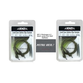 Jenzi: 4 Pack (2 Packs) Lead Core Safety Clip System Green + Free Petri Heil! Sticker 80cm 20.4kg Oval Carp Fishing