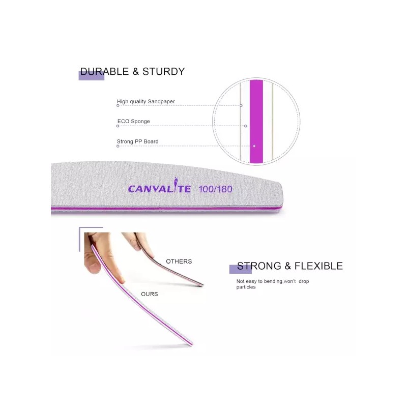 Canvalite 10 PCS 네일 파일 전문가용 재사용 가능한 양면 에머리