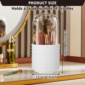 Oungy 2 PCS Makeup Brush Holder Organizer with Lid 360° Rotating Cosmetic Storage Makeup Brushes Cup Spinning Make Up Brushes Container for Vanity Desk Bathroom Countertops