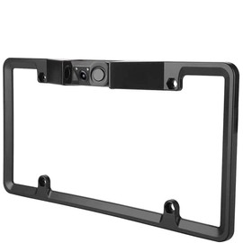 BY-J License Plate Frame with Car Reverse Backup Radar System, Parking Detector Monitor with Radar Sensor, 170 Degrees Night Vision Rear View Backup Camera, Parking Sensor Kit, for Car Pickup SUV