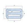 Stainless Steel Webbing Buckle 3 Bar Rectangular 50MM