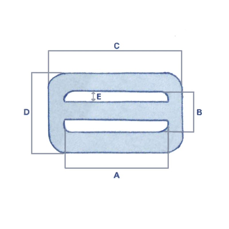Stainless Steel Webbing Buckle 3 Bar Rectangular 50MM
