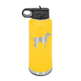 Mister Petlife Weimaraner Laser Engraved Water Bottle Customizable Polar Camel Stainless Steel Many Colors Sizes with Straw - v2 weim - 32 oz - Yellow
