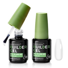 Love easy Builder Gel for Nails Crystal Clear Soft Polish Fast Self-leveling Apex Strength Thickness Enhancement Building Thin Weak Nail for Beginners Home DIY Salon Manicure (U V Nail Lamp Needed)