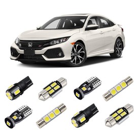 BRISHINE White Interior LED Lights Kit for Honda Civic 2016 2017 2018 2019 2020 2021 Super Bright 6000K Interior LED Light Bulbs Package and Install Tool