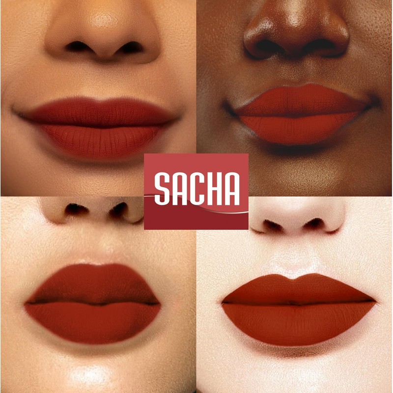 Sacha Cosmetics Intense Matte Lip Velvet Liquid Lipstick, Long-Lasting Velvet