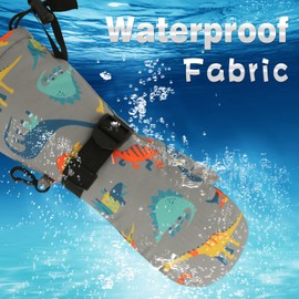 BAVST Winter Kids Waterproof Gloves for Boys Girls Snow Ski Toddler Baby Mittens Outdoor for Infant Teens 1-5T (N-Grey Orange Dinosaur, M(2-4T))