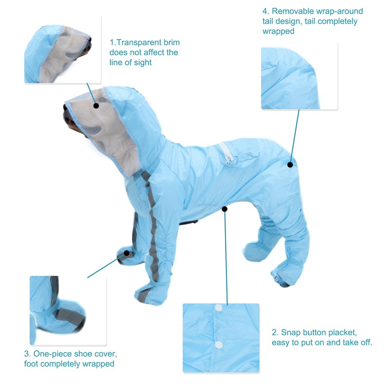 GLIDESMOOTH Dog Raincoat, Full Coverage Small Dog Raincoat, Waterproof with