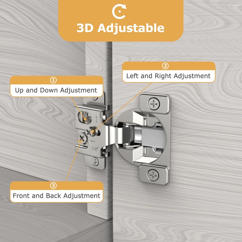 Furniware 2 Pieces 1/2 in Overlay Soft Close Concealed Hinge