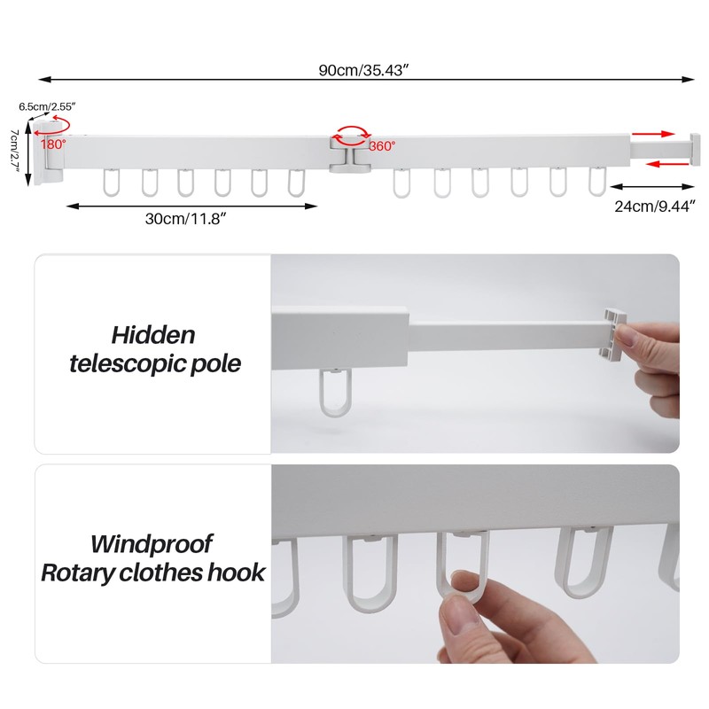 MUYIRTED Clothes Airer Tower Foldable Clothes Rack, 2-Compartment Clothes Airer,