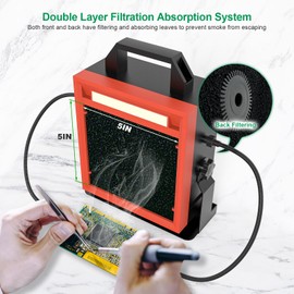 Buhobha Solder Fume Extractor with LED Light & 2 Helping Hands, Solder Fan with Adjustable Angle Bracket, Smoke Absorber Suitable for Soldering, Diy and More