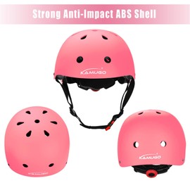 KAMUGO Kids Bike Helmet, Toddler Helmet for Ages 2-8 Boys Girls with Sports Protective Gear Set Knee Elbow Wrist Pads for Skateboard Cycling Scooter Rollerblading (Pink)