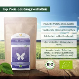 200 g Organic Matcha Tea Classic, 100% Matcha without Additives, Traditional Way Ground in Stone Mills, Matcha, Powder (200 g)