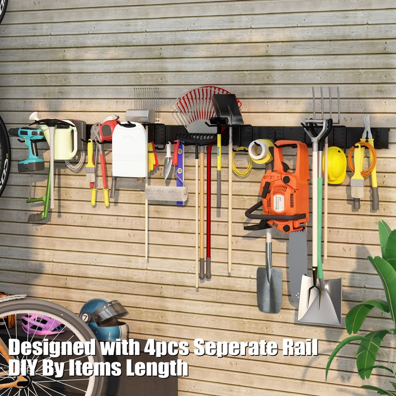 64 Inches Garage Organization, Wall Mount Garden Tool Organizer, 880lbs