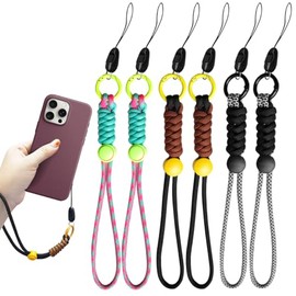 6pzs Correa para Celular Muñeca,Cordón para Celular Ajustable,Correa Antirrobo para Teléfono Móvil Moda,Cómodo y Transpirable, Hebilla de Metal,Accesorios para Celular (28cm,Negro+Gris+Rosa)