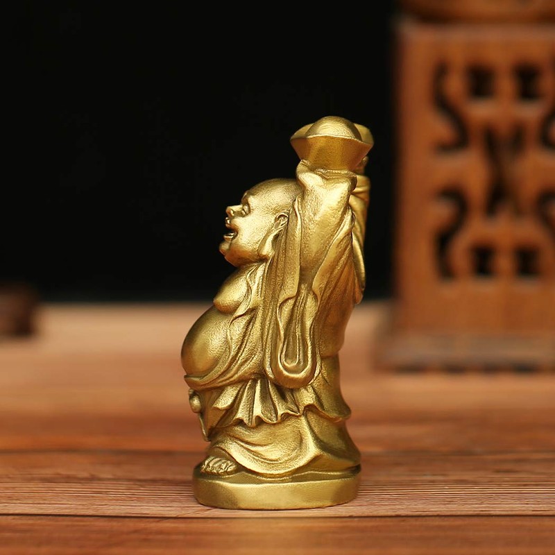Pop Top Brass Statue Feng Shui Ornament Laughing Buddha Holding