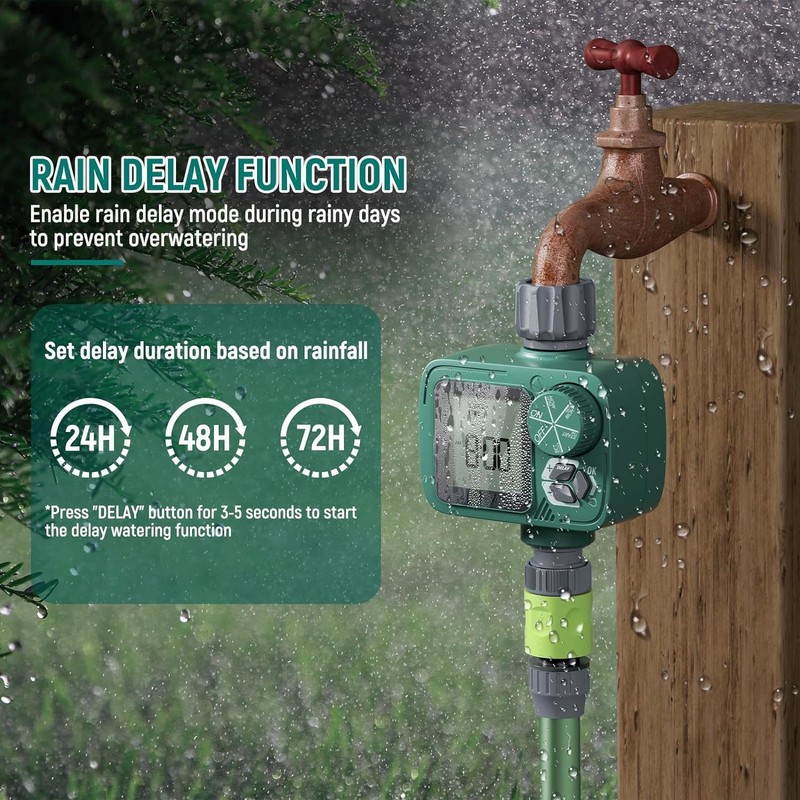 Sprinkler Timer: Programmable Hose Timer with Rain Delay/Manual/Automatic Watering System,