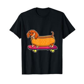 Funny Dachshund Hotdog Riding A Skateboard Dachshund T-Shirt