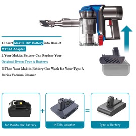 DC31 Battery Adapter for Dyson Type A DC35 DC34 DC45 917083-01 DC44 (Not Fit Type B, DC44 MK2) Animal Cordless Handheld Vacuum Fit for Makita 18V LXT Battery