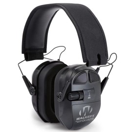 WALKER'S Ultimate Power Muff Quads - Hearing Protection Noise Reduction 26dB NRR Hunting Gun Range Shooting Electronic Earmuffs with AFT, 2 AAA Batteries Included