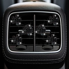 6 Pcs Black Daisy Air Vent Clips, Cute Flower Car Air Fresheners Vents Clips Diamond Vent Clip Car Interior Decor Charm Bling Car Accessories Car Decoration for Women Automotive Air Fresheners