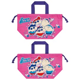 Skater KB7-A Children's Lunch Bag, Drawstring Bag, Lunch Bag, Made in Japan, Crayon Shin-chan, 25
